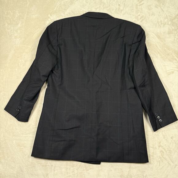 VTG Ermenegildo Zegna Wool Windowpane Double Breasted Suit Jacket Blazer 40R - Picture 4 of 12